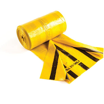 Yellow & Black Tiger Stripe Clinical Waste Bags – Pack of 200 | Offensive Waste Sacks – NOF8