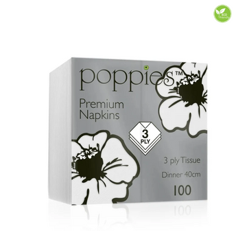 Poppies 40cm 3 Ply White Paper Napkins – Pack of 1000 | Catering & Hospitality Napkins