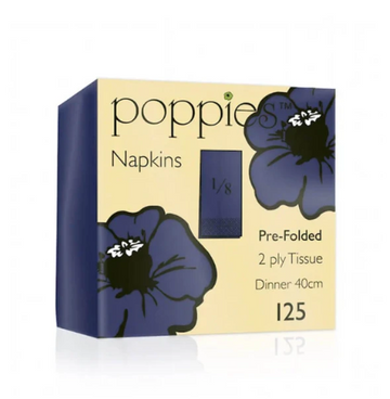 Poppies Navy Blue Napkins 40cm 2 Ply – Pack of 2000 | Disposable Catering & Table Napkin