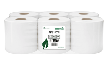 Northwood White Centre Feed Rolls 2 Ply – Pack of 6 | Commercial Wiping Rolls – C2W157FN