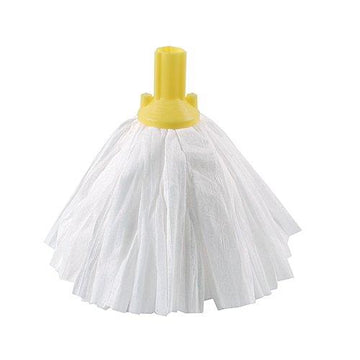 Exel Big White Mop Heads with Yellow Fitting – Pack of 10 | Commercial Floor Cleaning Mops