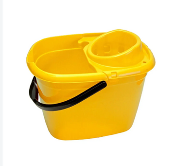 Yellow Mop Bucket & Wringer 14L | Colour Coded Commercial Cleaning Bucket