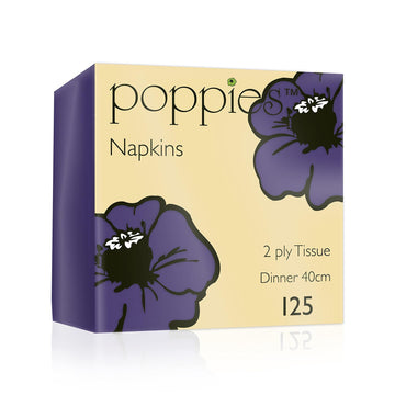 Poppies Purple Napkins 40cm 2 Ply – Pack of 2000 | Disposable Catering & Table Napkins