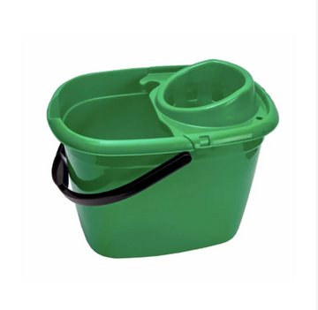 Green Mop Bucket & Wringer 14L | Colour Coded Commercial Cleaning Bucket