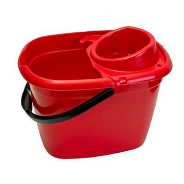 Red Mop Bucket & Wringer 14L | Colour Coded Commercial Cleaning Bucket